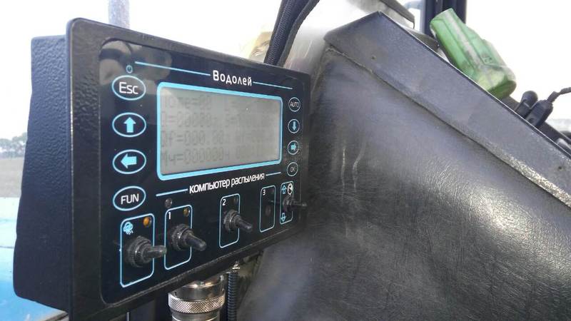 Spraying computer «Vodoley» with GPS module installed within the service of the cultivator conversion